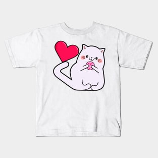 Kawaii style, mouse lovers, Valentine's Day, cute kawaii mice and cats . Kids T-Shirt